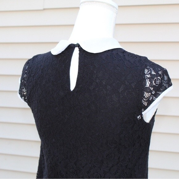 Monteau Los Angeles Flower Black Lace Dress with Peter Pan Collar - Picture 4 of 6